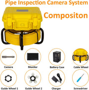 Inscamera WP9608 Sewer Camera for Pipe Snake Cam Chimney Video Inspection, DVR 16GB SD Card LED Lights 1080P HD 9