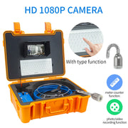 Inscamera H1 Sewer Camera, HD 1080P Pipeline Inspection Camera With Keyboard Video Recorder Support Meter Counting Function